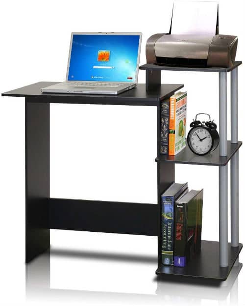 Black and Grey Compact Computer Desk