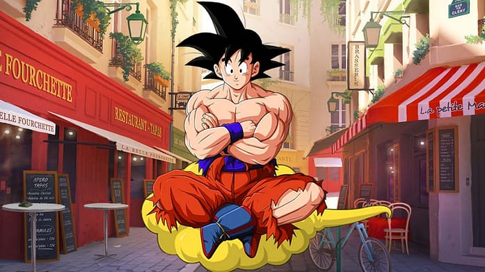 Grinning Goku in Dragon Ball Anime