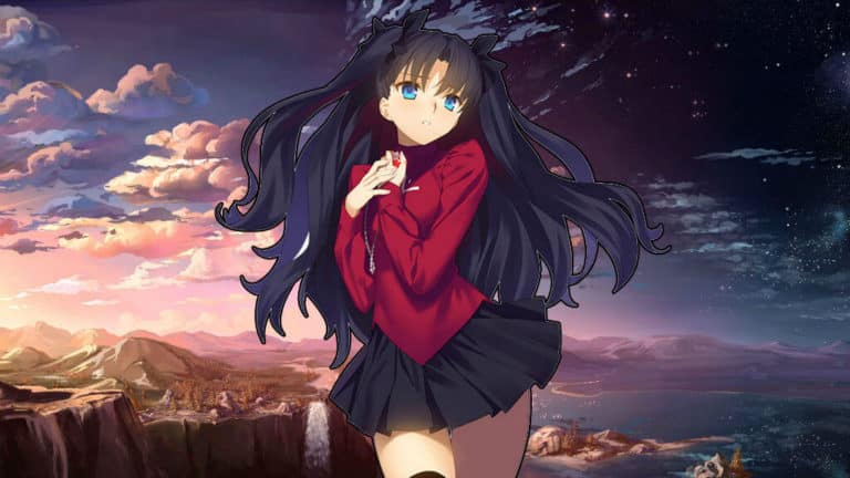 Lexica  Cute anime girl with red eyes black hair wearing blackred outfit  costume black hair black leather choker in the beautiful landscape  pho