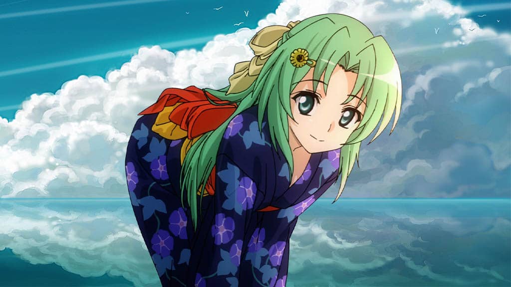 440113 green hair, flowers, water, anime girls, Momoko, yellow eyes, dress  - Rare Gallery HD Wallpapers