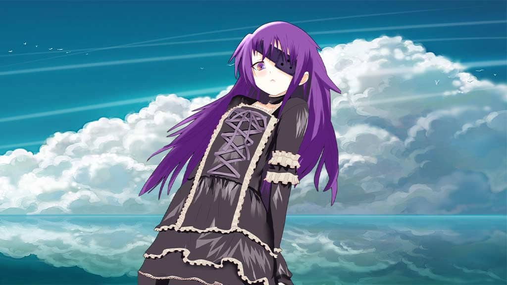 Premium Photo  Anime girl with purple hair and purple eyes with a black  umbrella