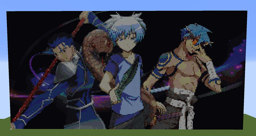 Minecraft Pixel Art Anime Characters With Blue Hair