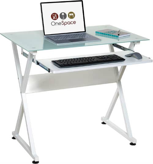 Compact Tempered Glass Computer Desk